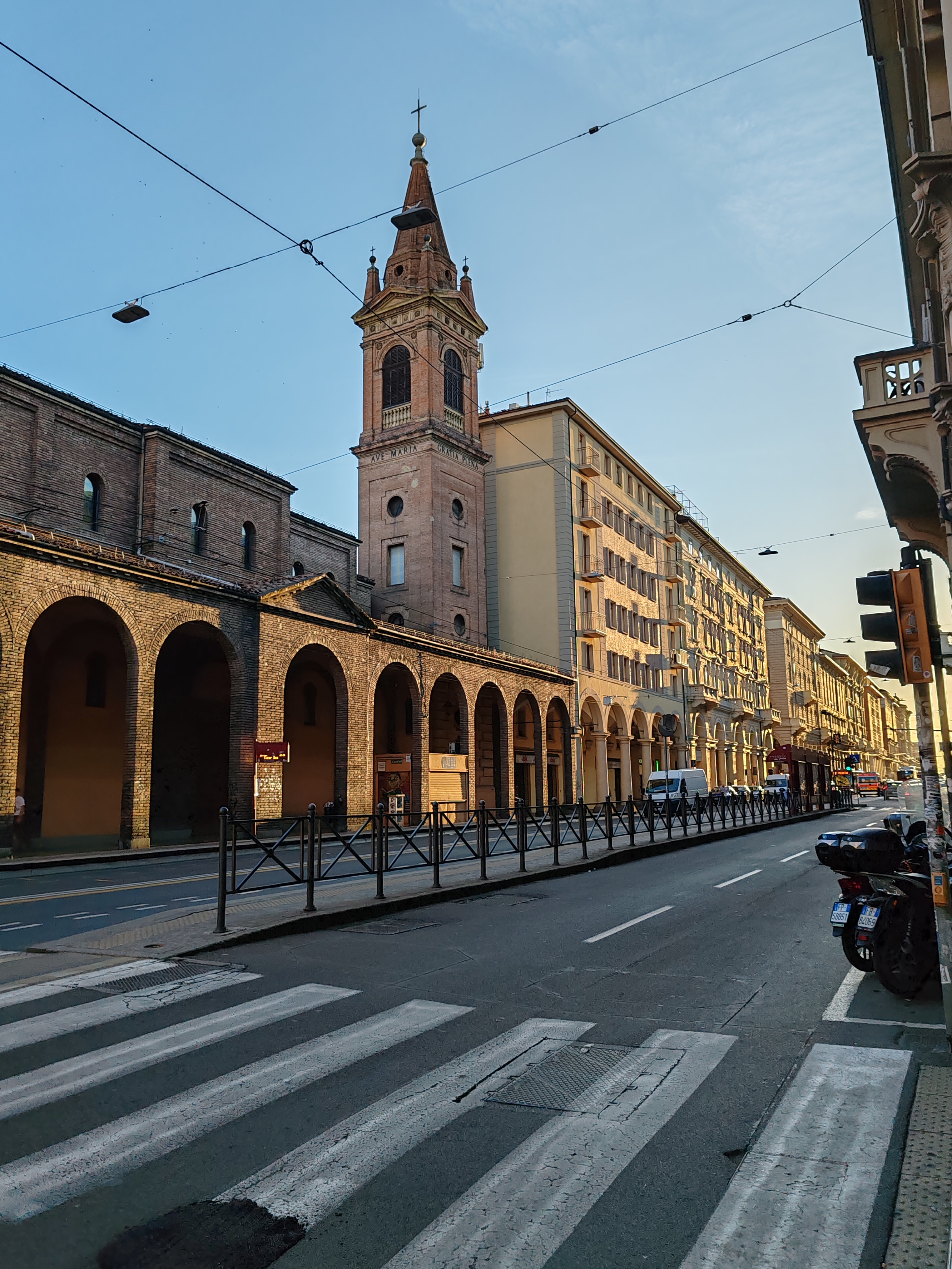 Road in the center of Bologna, Italy